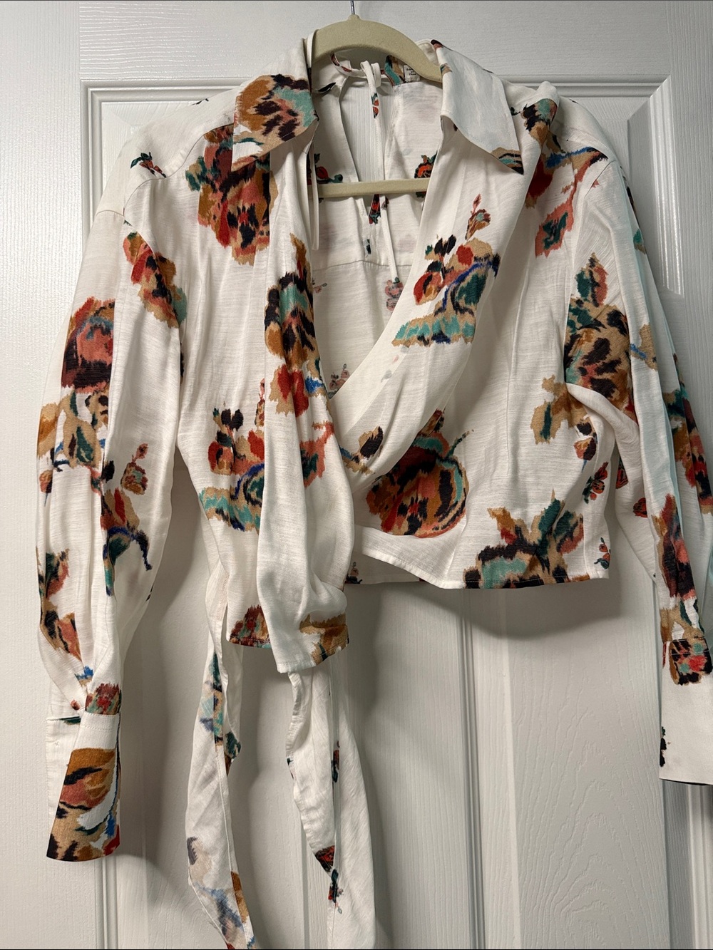 Vince White Floral Wrap Button-Down Blouse